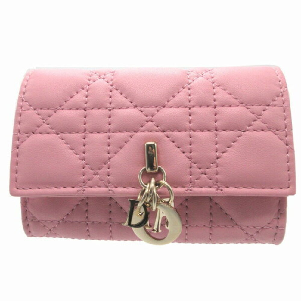 Christian Dior Miss Glycine Wallet Cannage Leather Pink Bifold